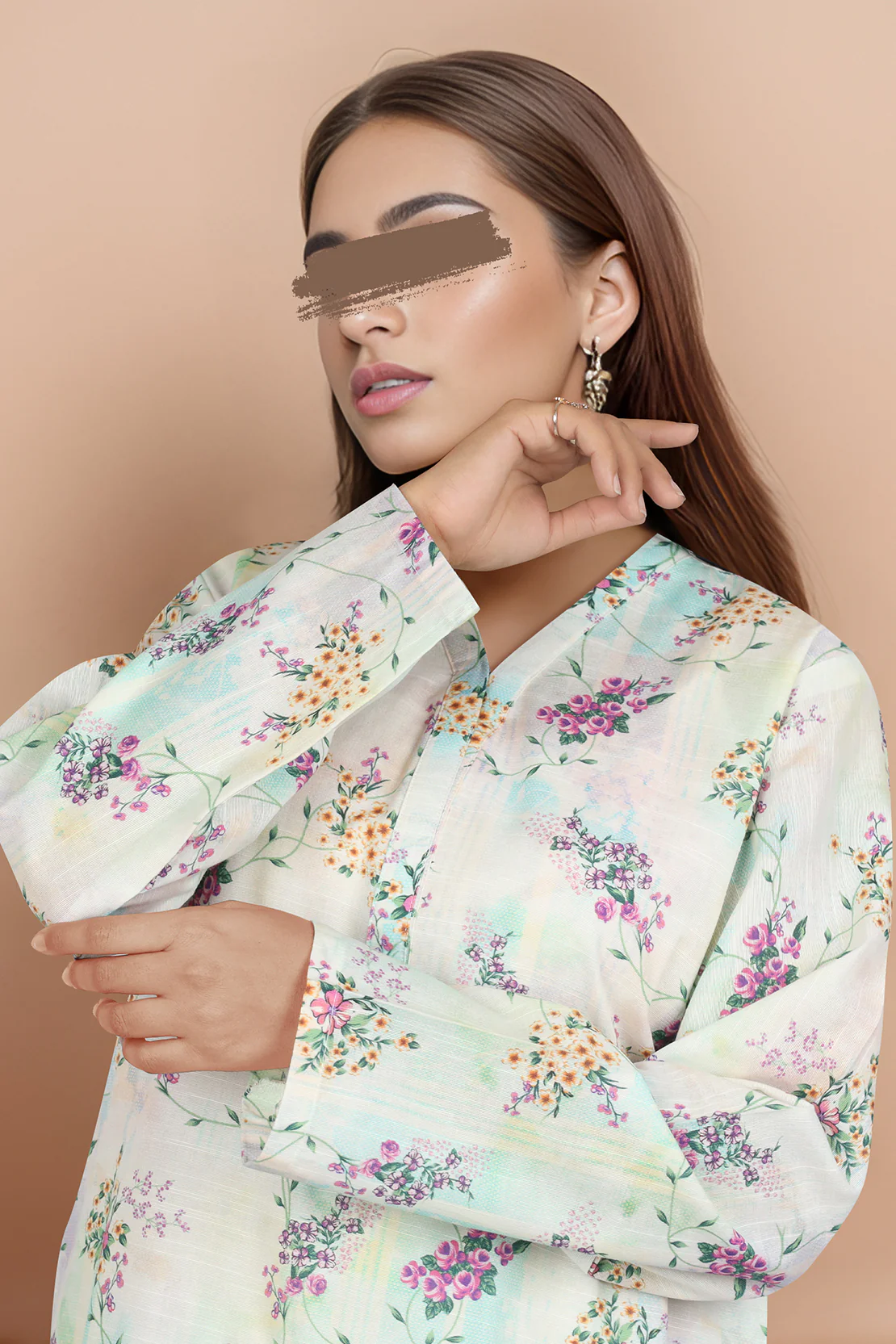 Printed Slub Cotton Stitched Shirt - Image 4
