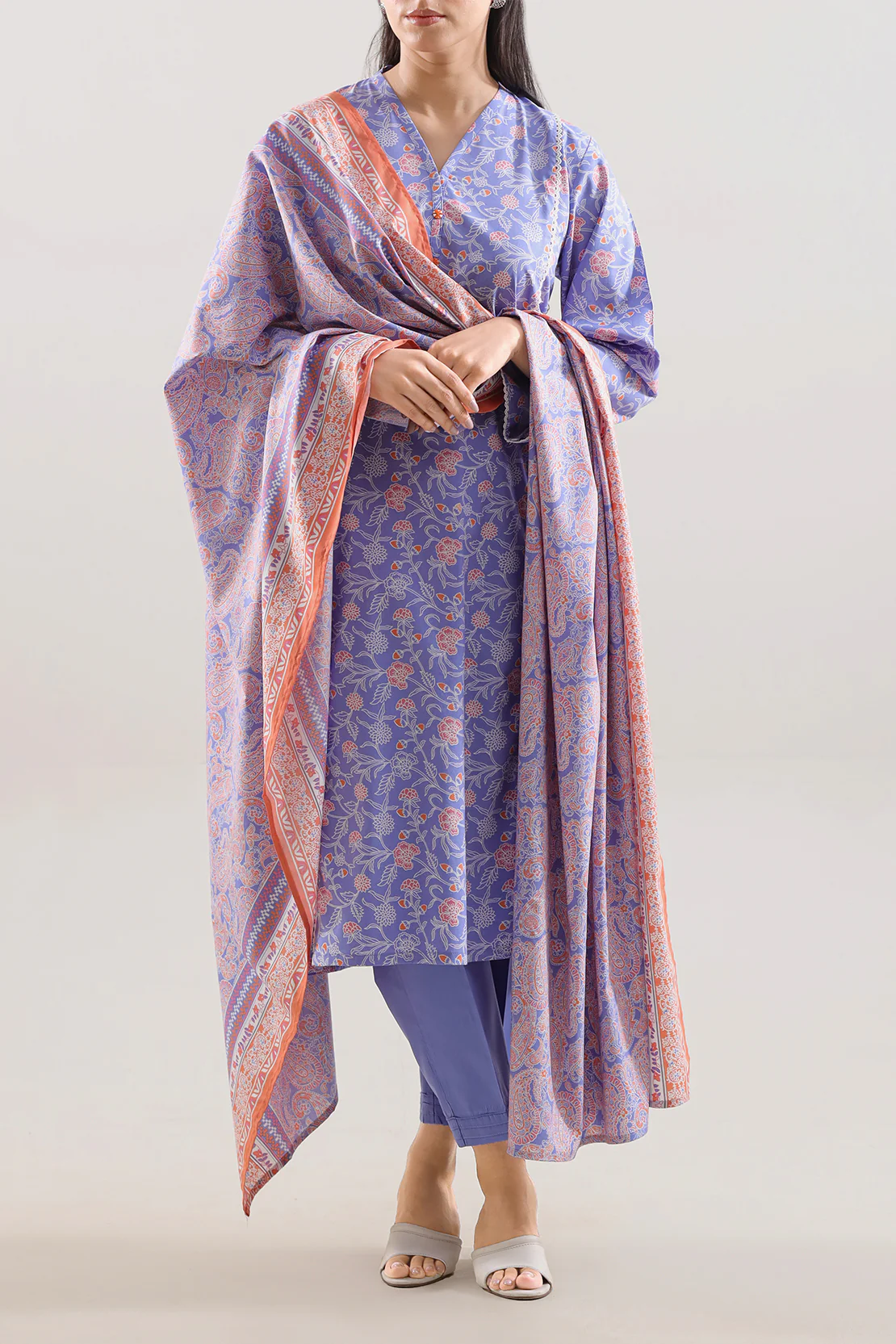 Printed Slub Cotton Stitched Shirt