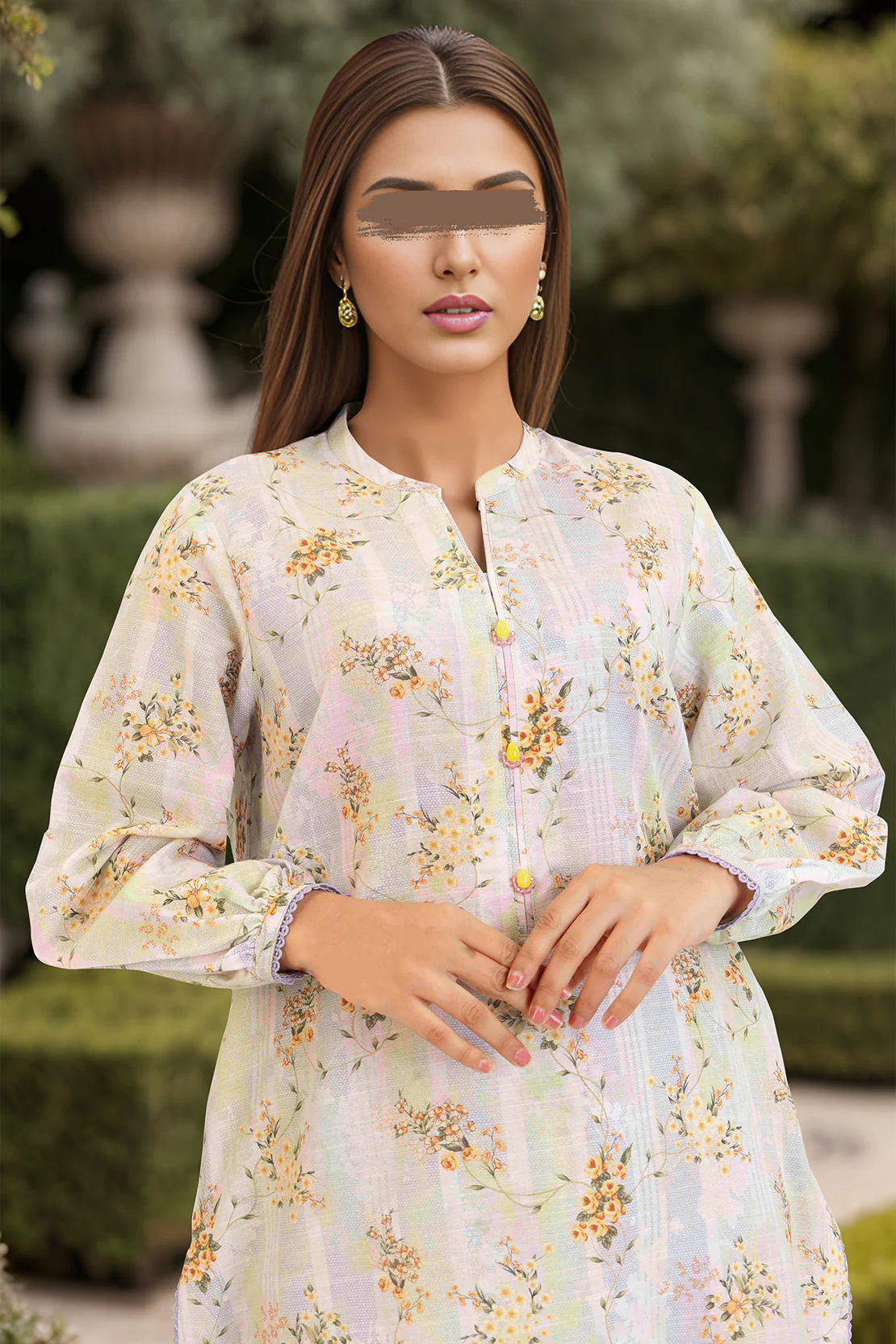 Printed Slub Cotton Stitched Shirt - Image 3