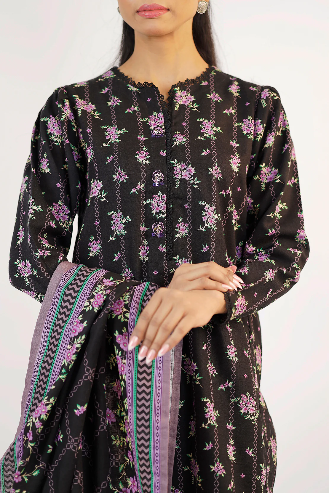 Printed Slub Cotton Stitched Shirt - Image 4