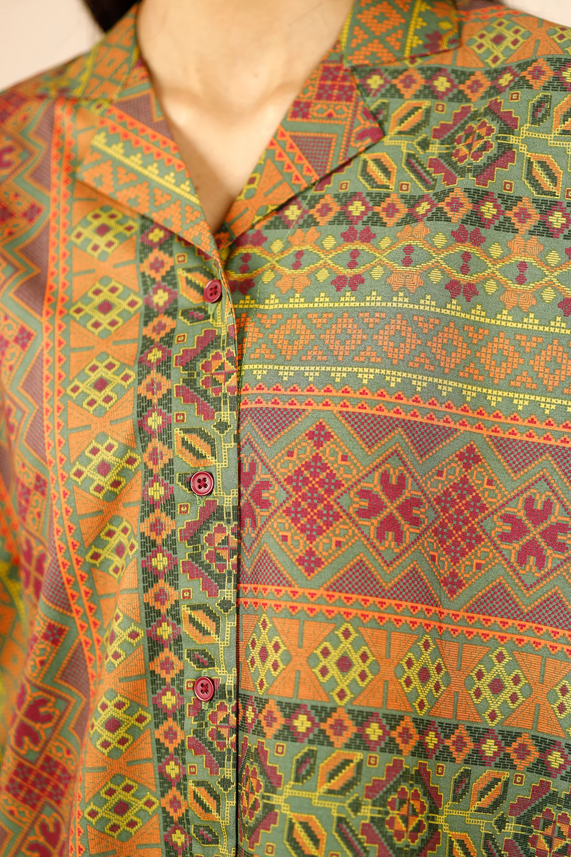 Printed Slub Cotton Stitched Shirt - Image 6