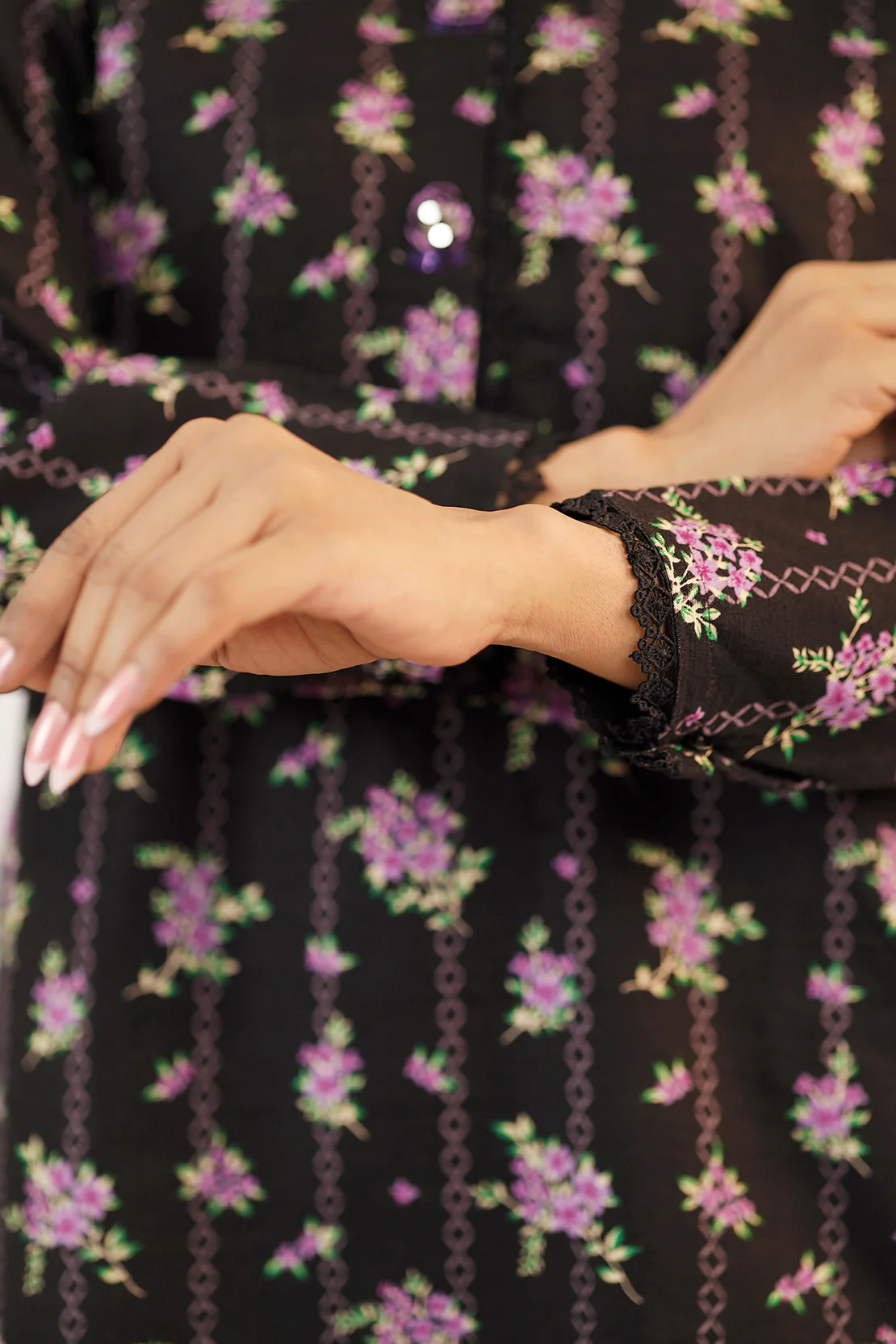 Printed Slub Cotton Stitched Shirt & Bottom - Image 9