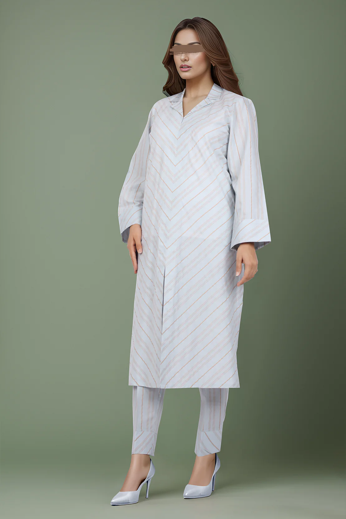 Printed Slub Viscose Stitched Shirt - Image 3