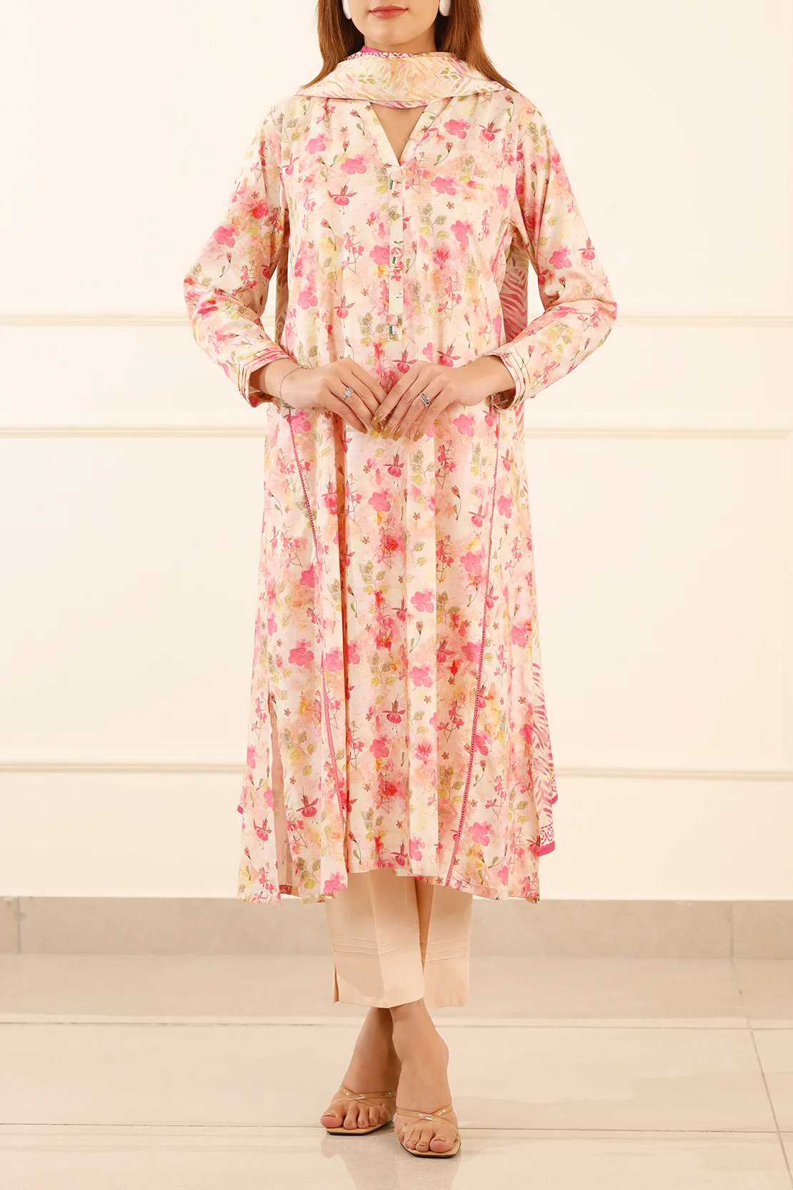 Printed Soft Cotton Stitched 2 Piece (Shirt/Dupatta) - Image 4