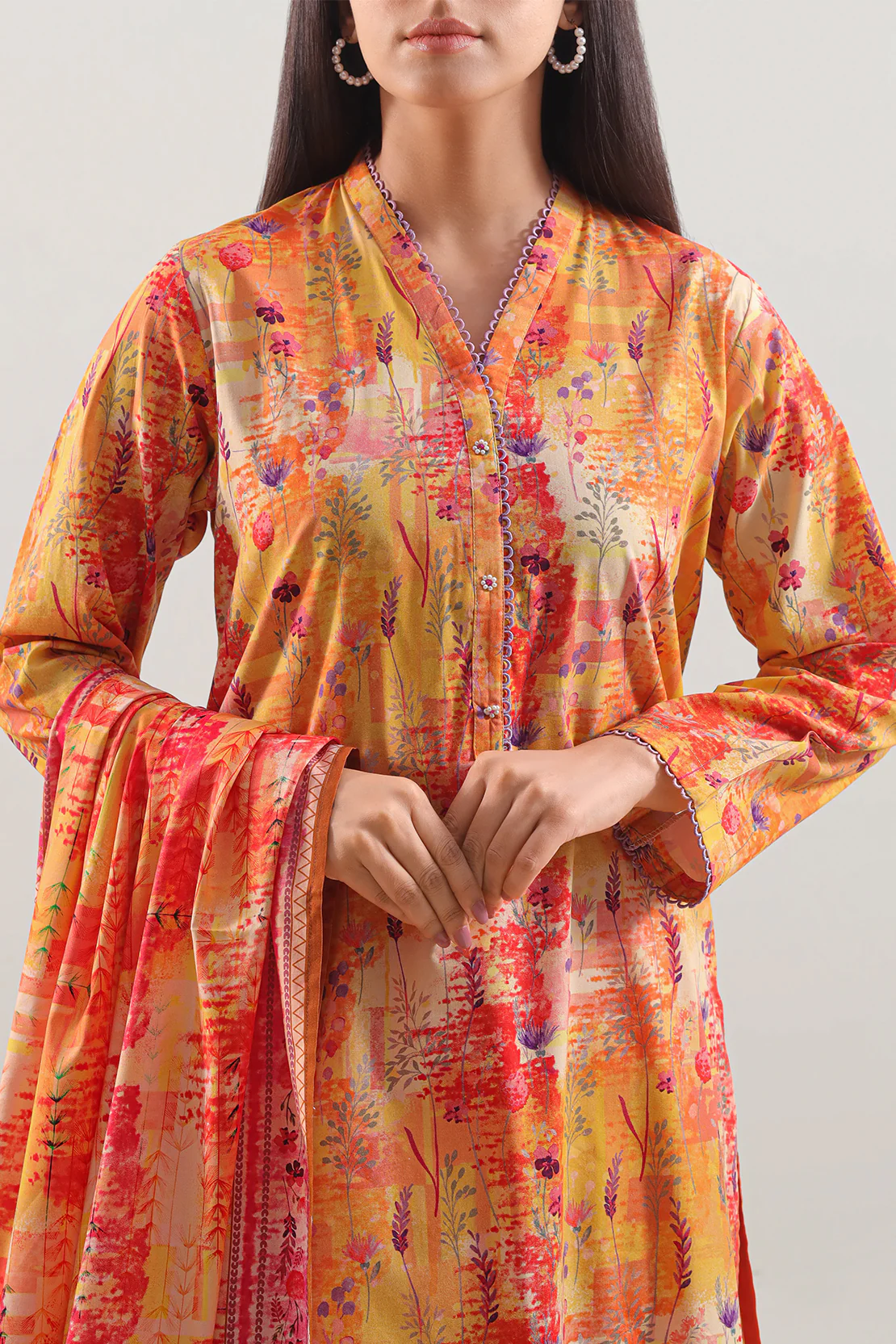 Printed Soft Touch Cotton Stitched 2 Piece (Shirt/Dupatta) - Image 3