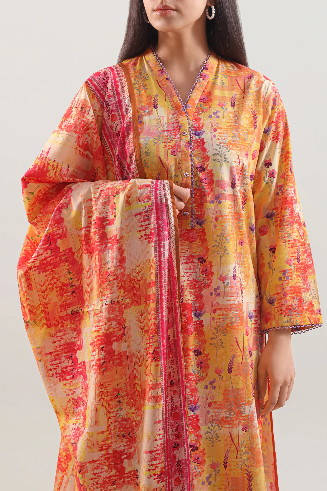 Printed Soft Touch Cotton Stitched 2 Piece (Shirt/Dupatta) - Image 4