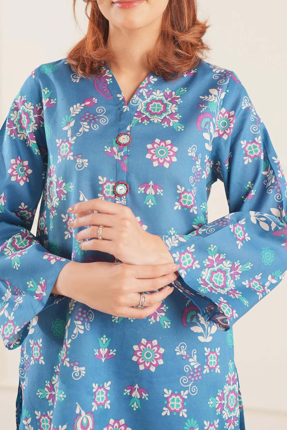 Printed Soft Touch Cotton Stitched 2 Piece (Shirt/Trouser) - Image 4