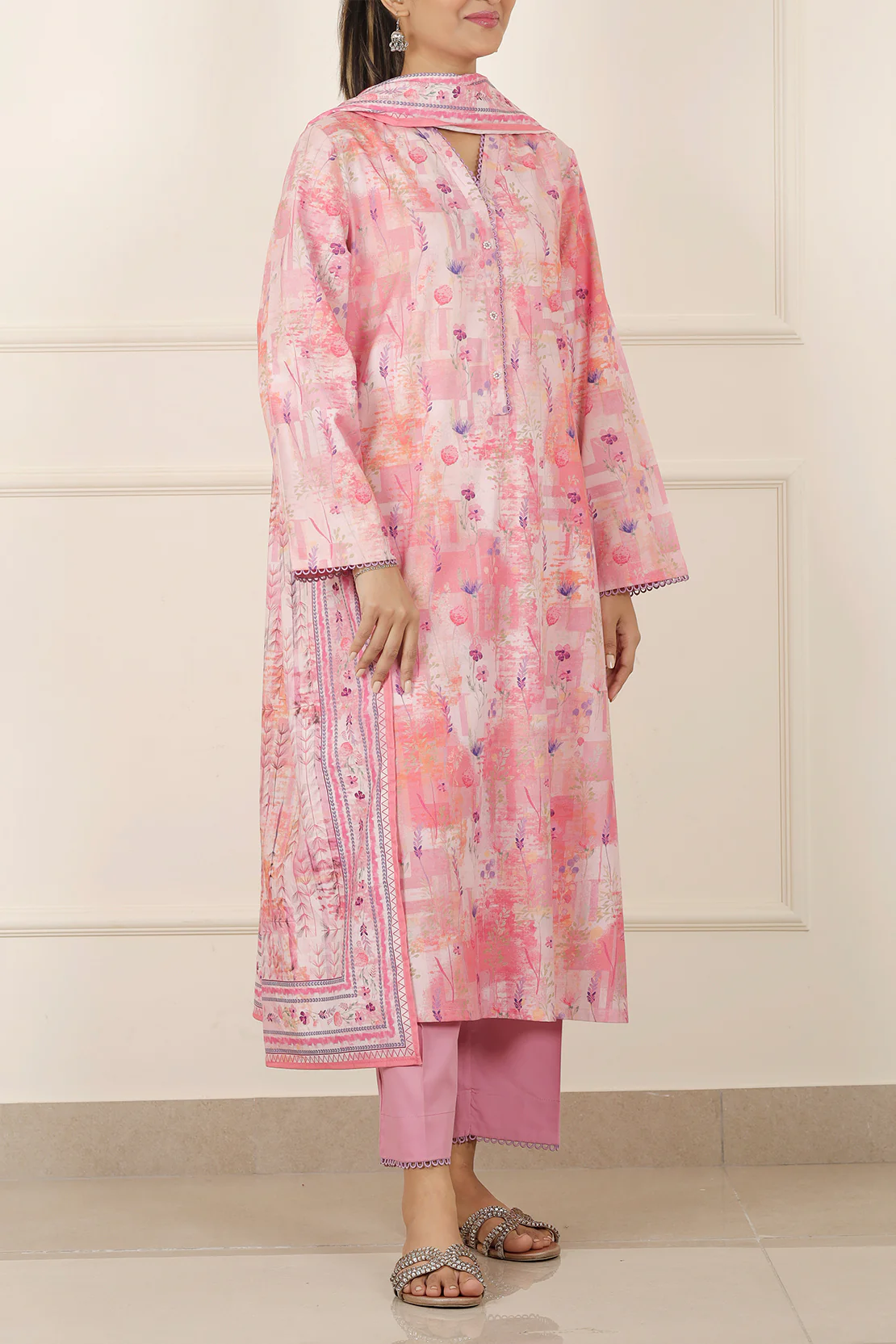 Printed Soft Touch Cotton Stitched 2 Piece (Shirt/Trouser) - Image 3