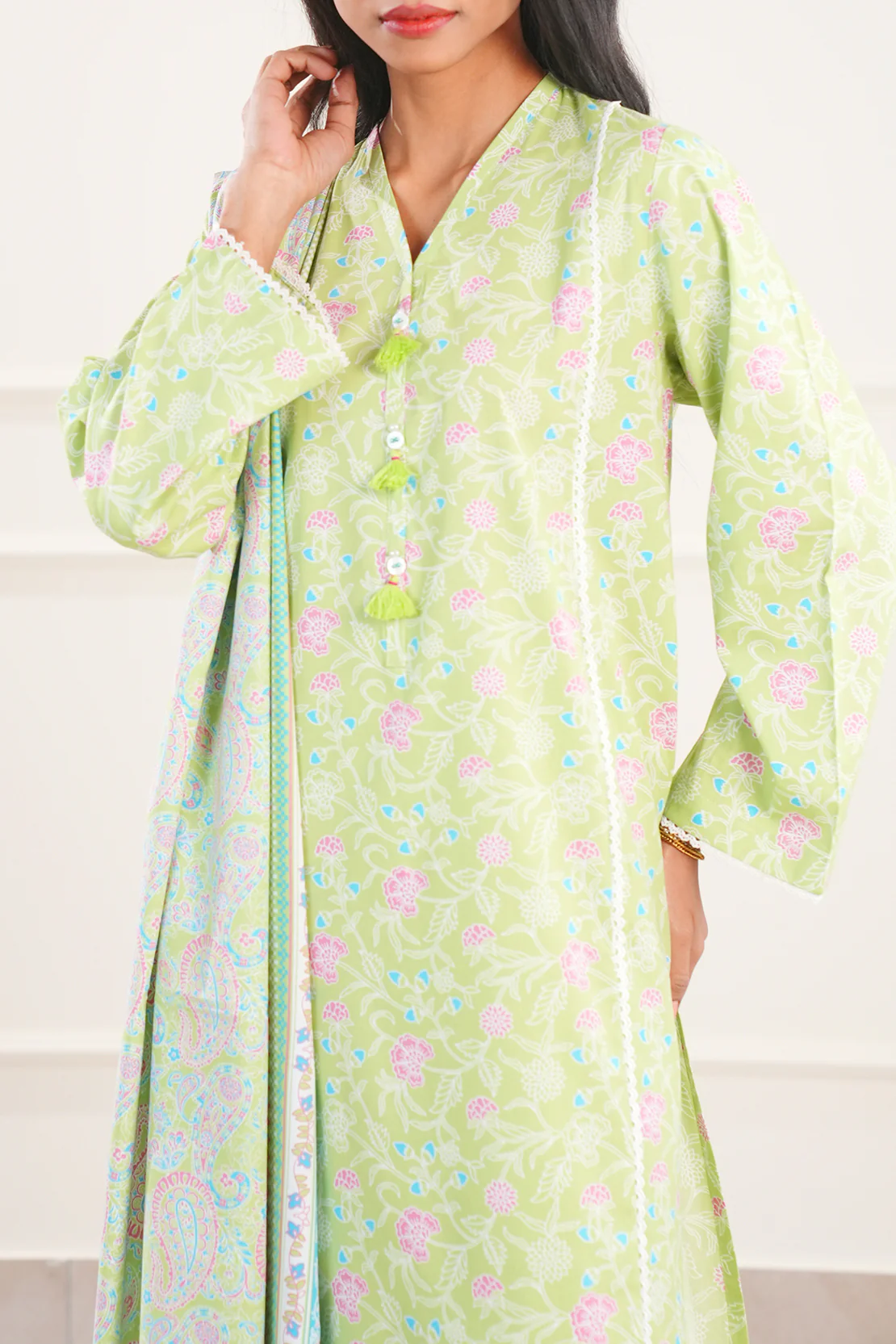 Printed Soft Touch Cotton Stitched 3 Piece - Image 3