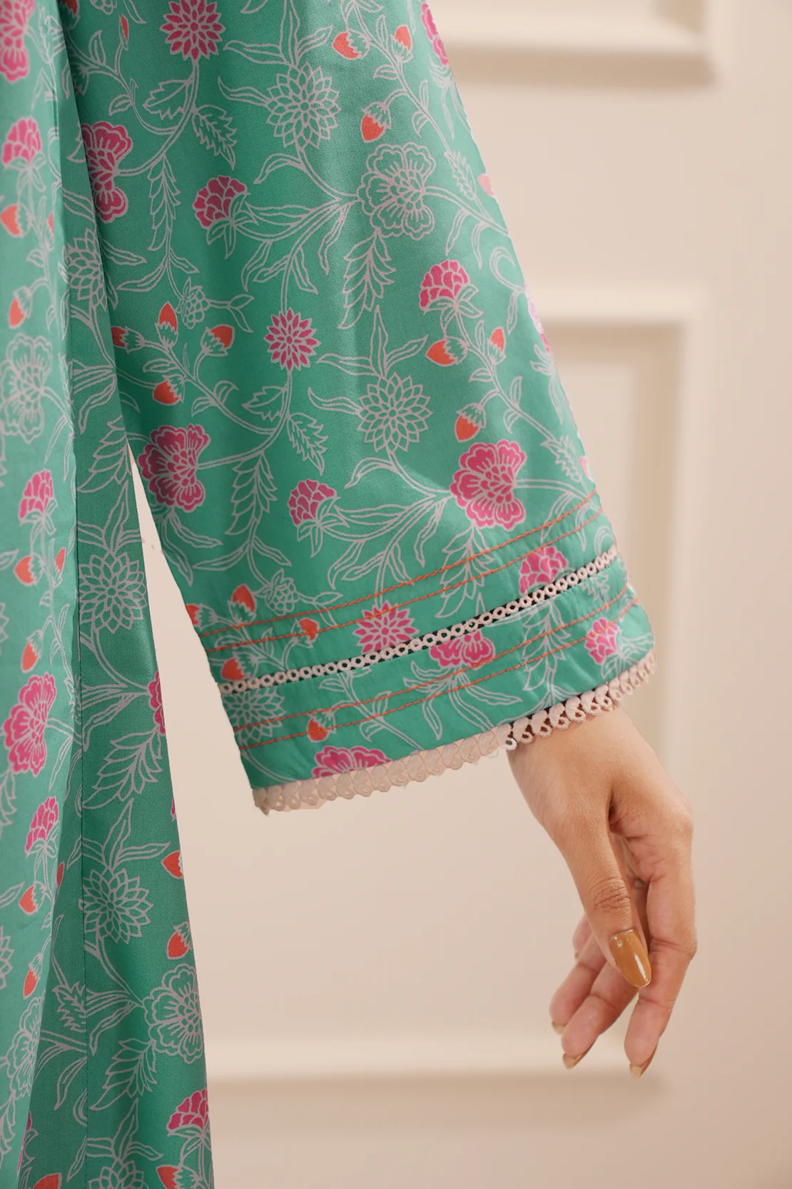 Printed Soft Touch Cotton Stitched 3 Piece - Image 5