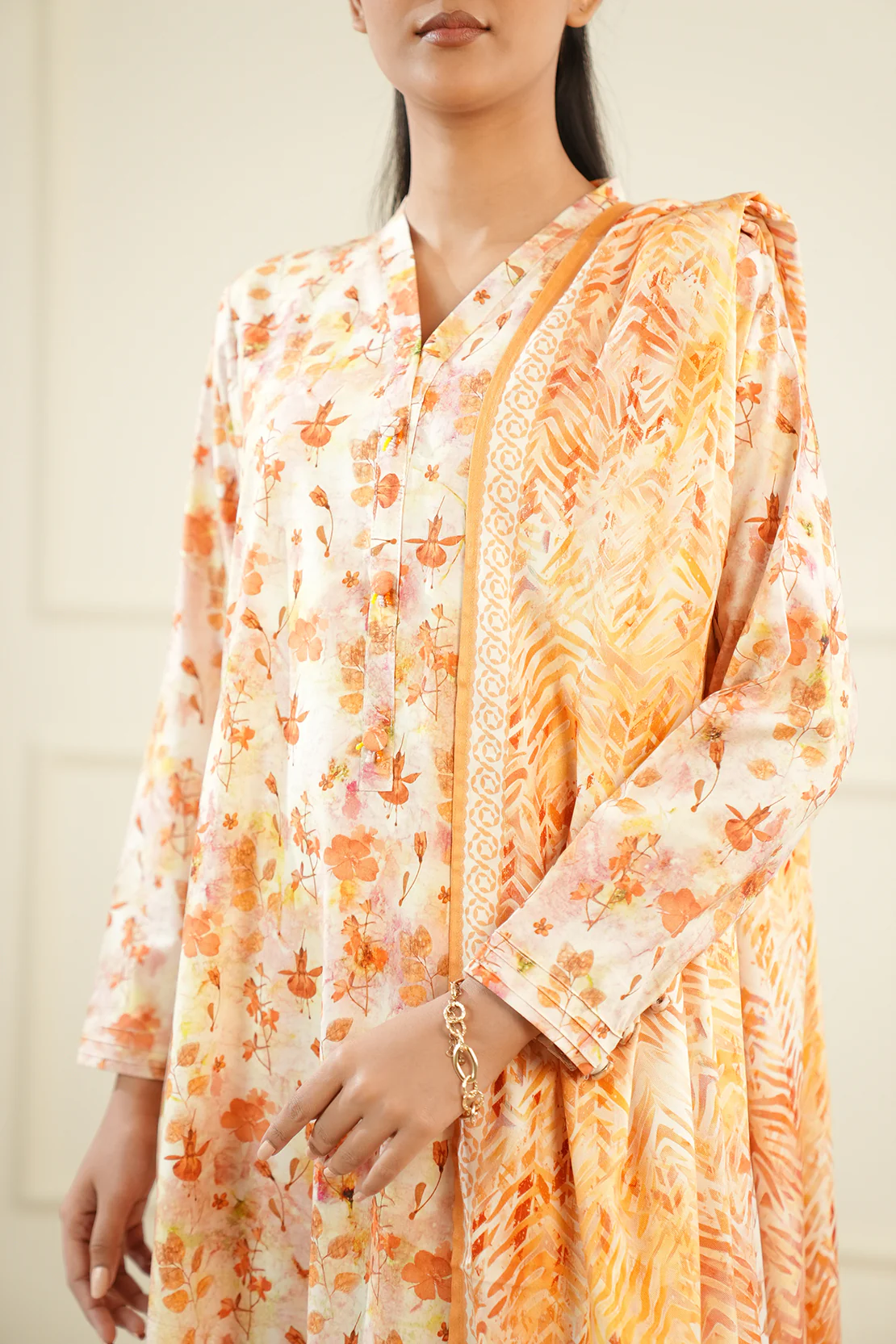 Printed Soft Touch Cotton Stitched 3 Piece - Image 3
