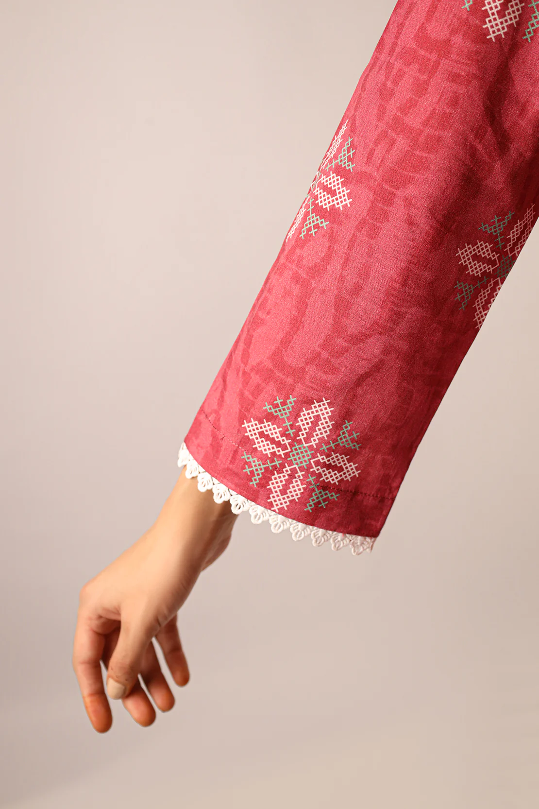 Printed Soft Touch Cotton Stitched 3 Piece - Image 9