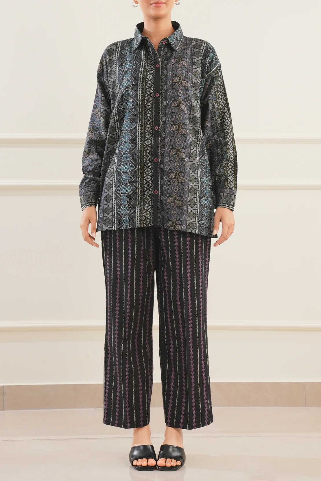 Printed Soft Touch Cotton Stitched Shirt & Bottom