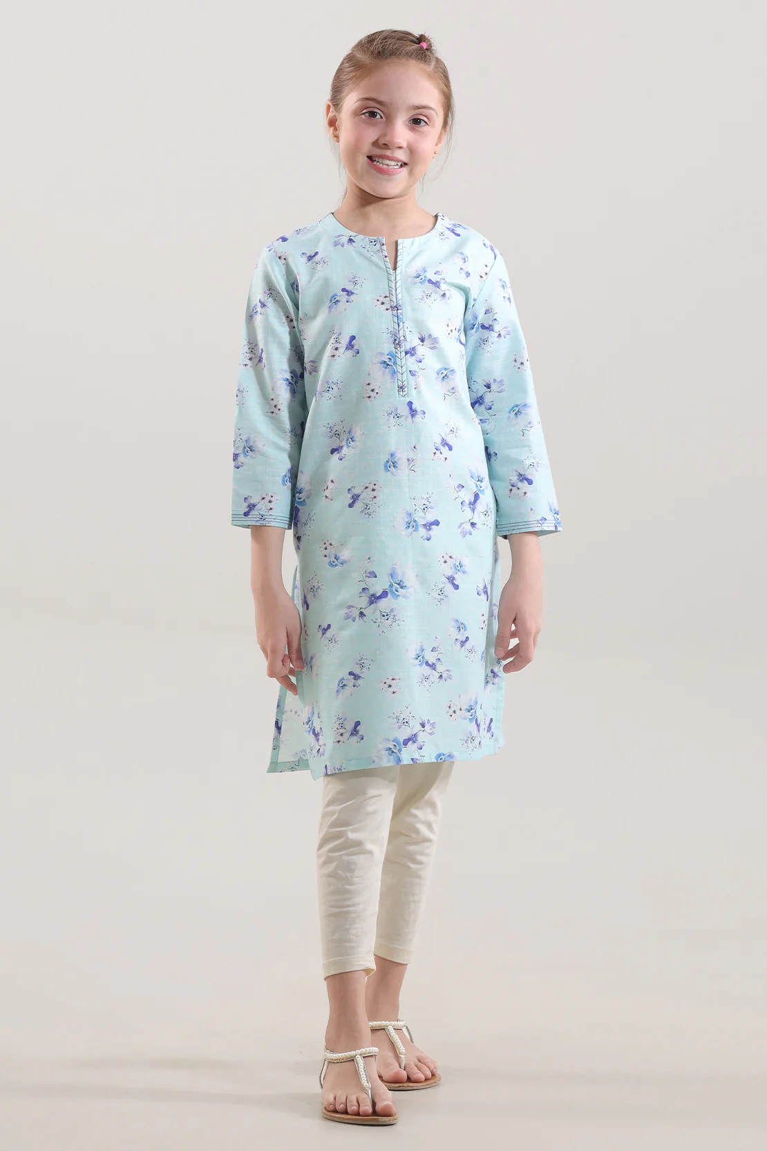 Printed Stitched Cambric Shirt For Kids