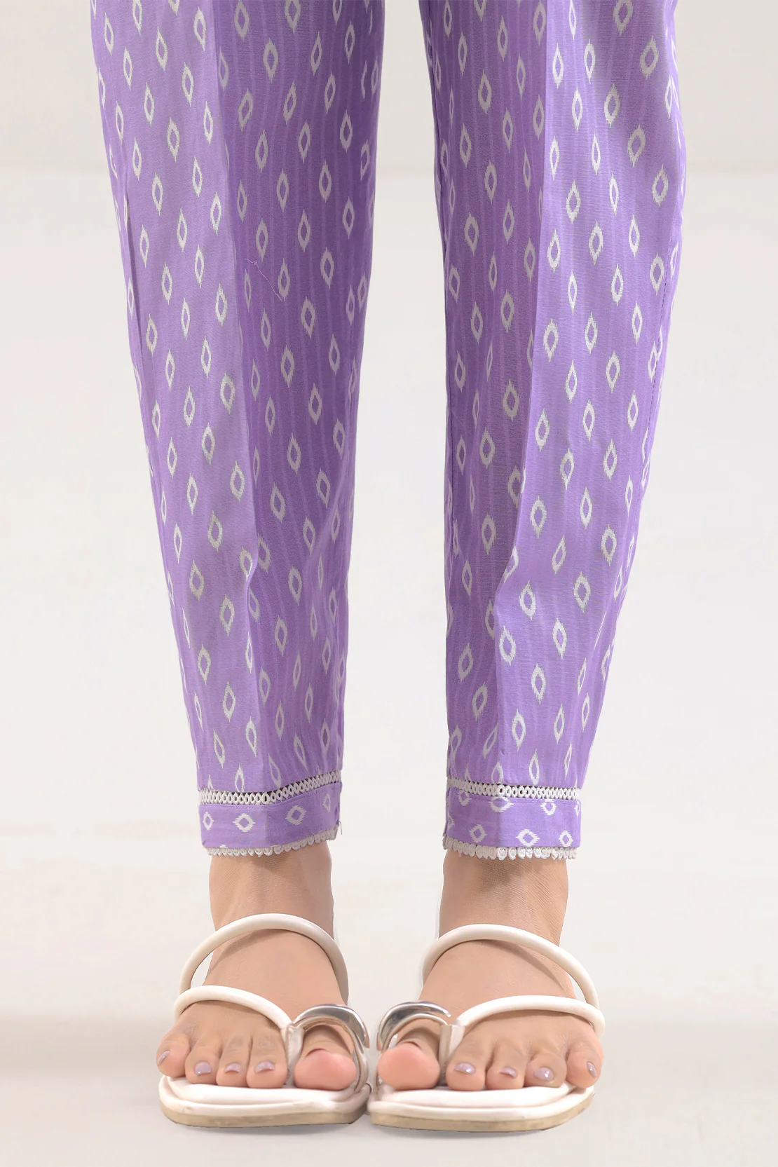 Printed Strip Lawn Pants