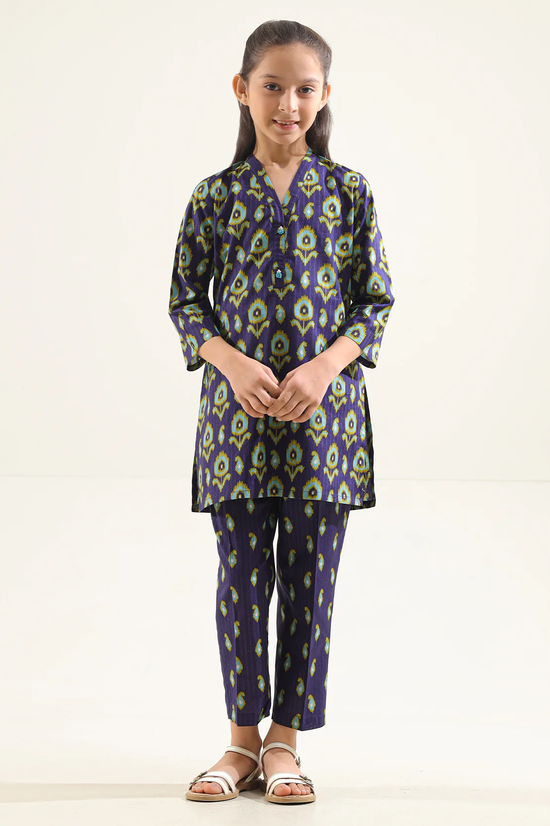 Printed Strip Lawn Stitched 2 Piece (Shirt/Trouser) For Kids