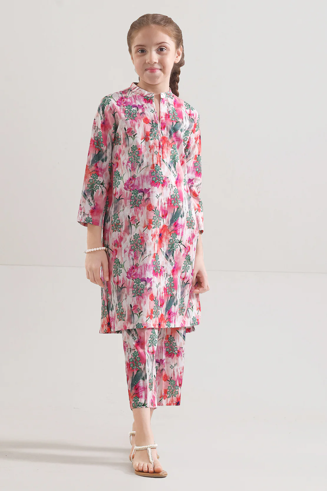 Printed Strip Lawn Stitched 2 Piece (Shirt/Trouser) For Kids