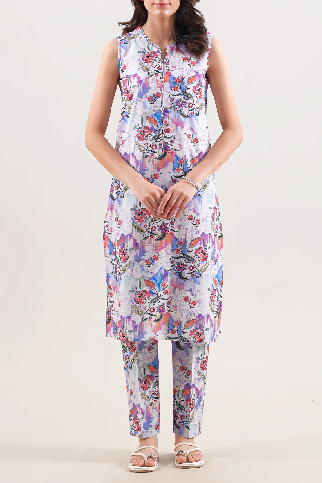Printed Strip Lawn Stitched 2 Piece (Shirt/Trouser)