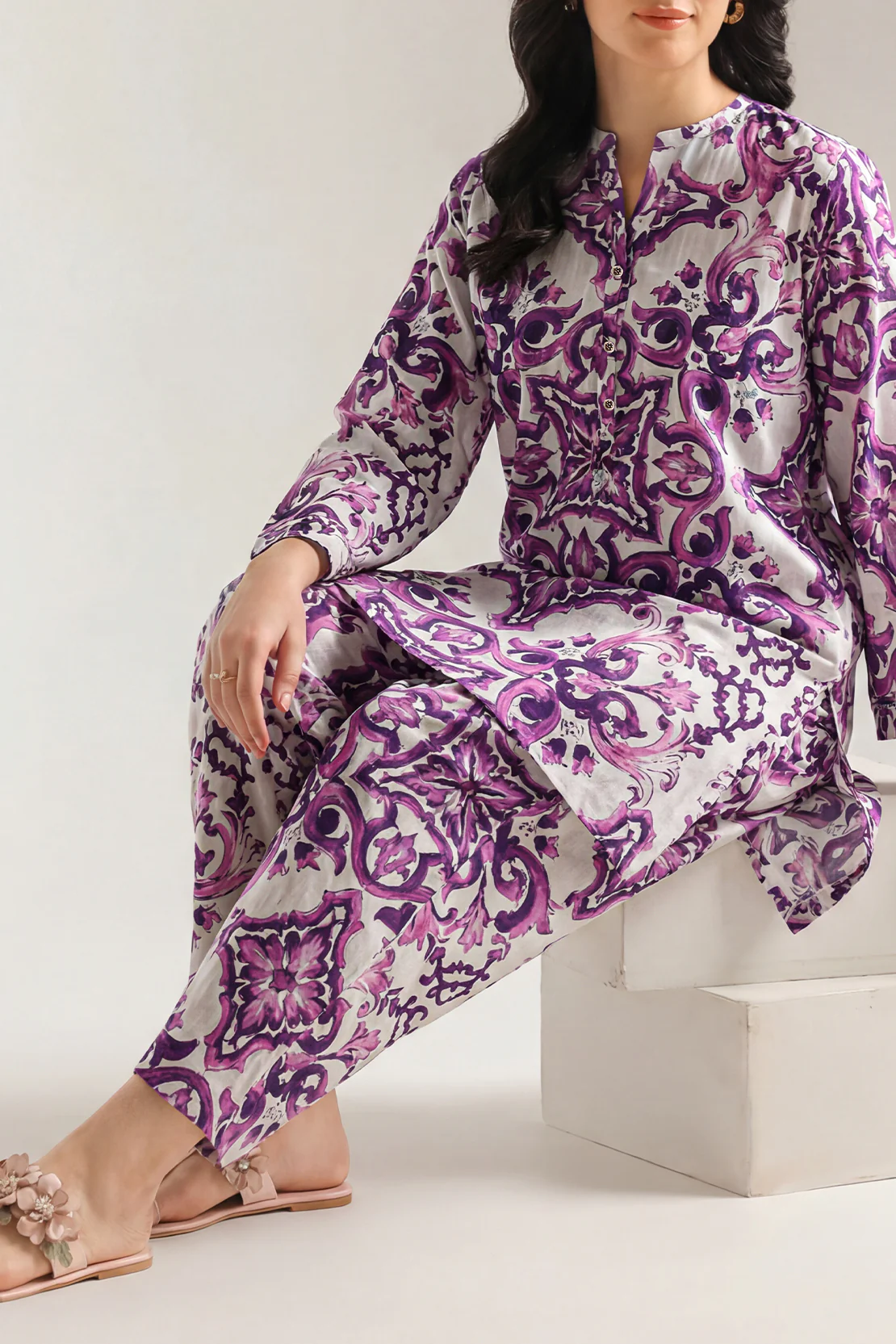 Printed Strip Lawn Stitched 2 Piece (Shirt/Trouser) - Image 2