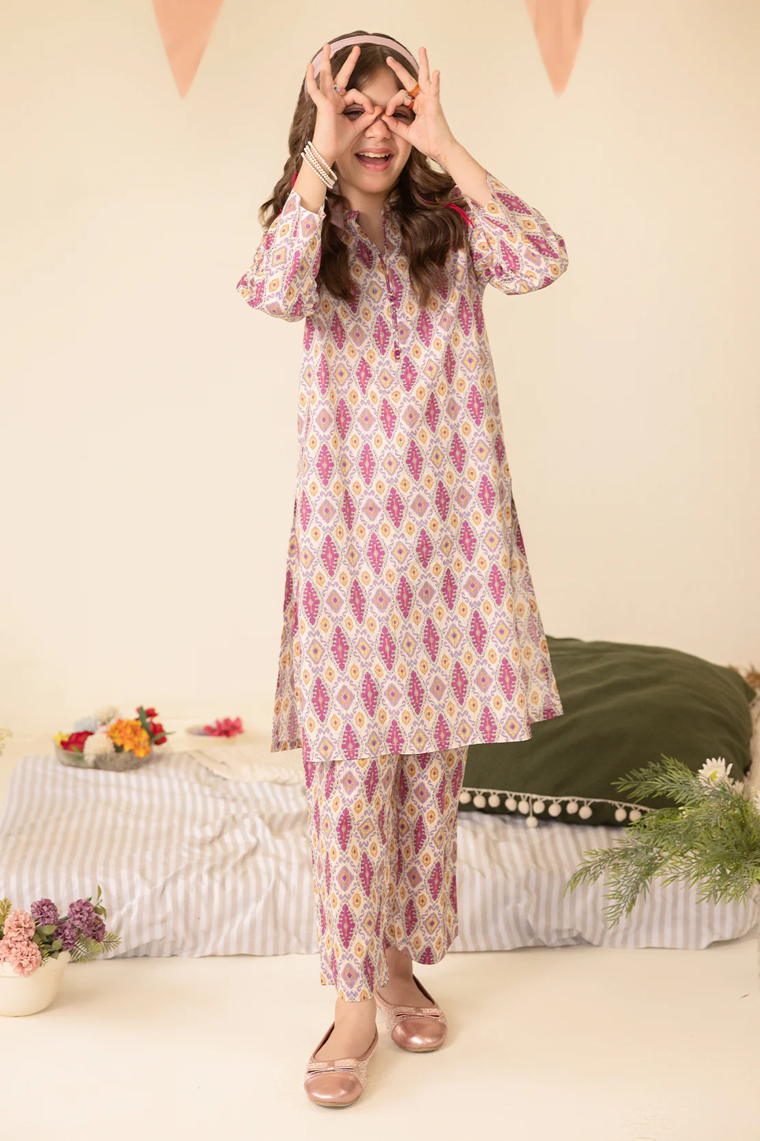 Printed Strip Lawn Stitched Shirt For Kids - Image 4