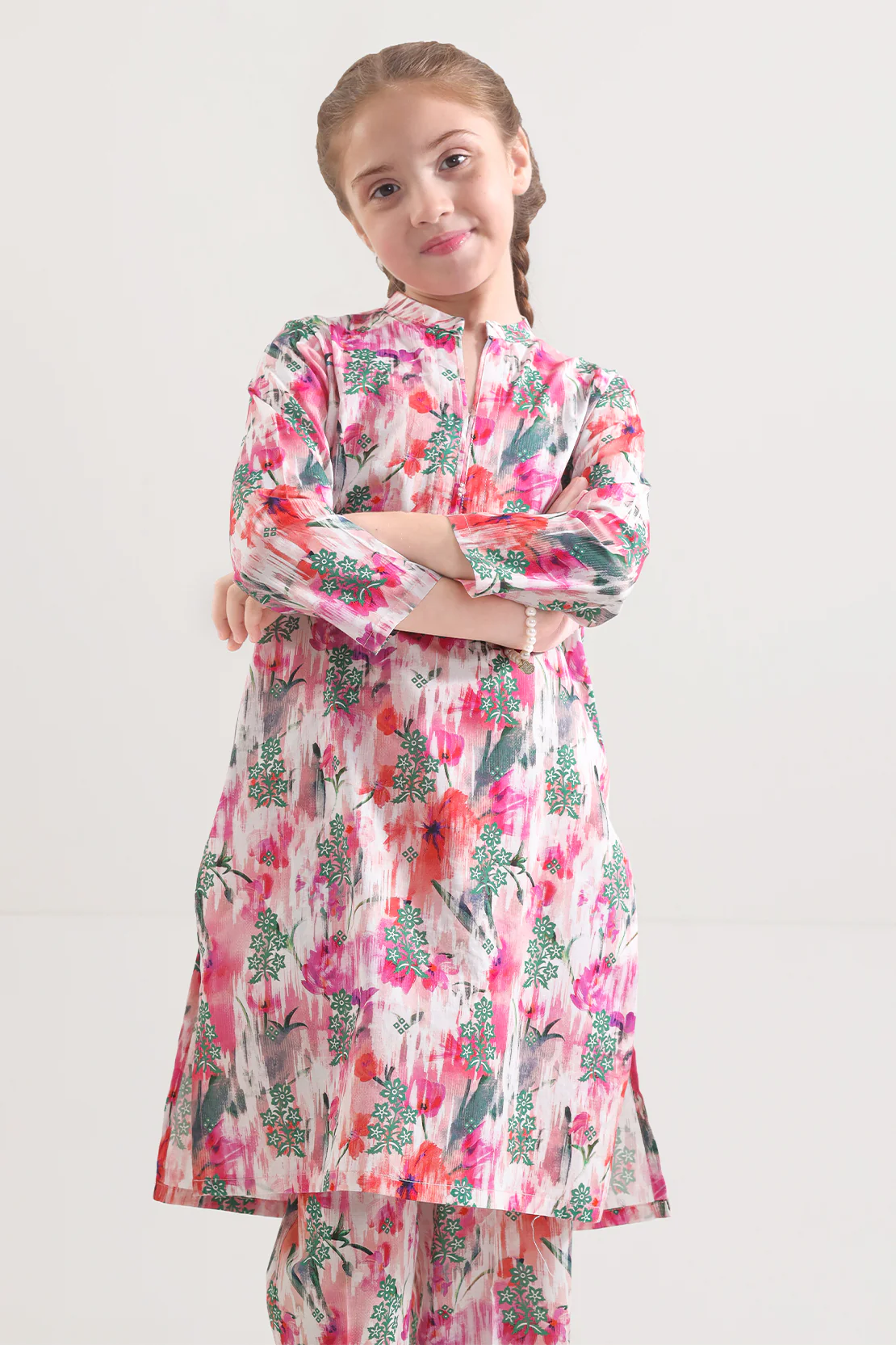Printed Strip Lawn Stitched Shirt For Kids - Image 3