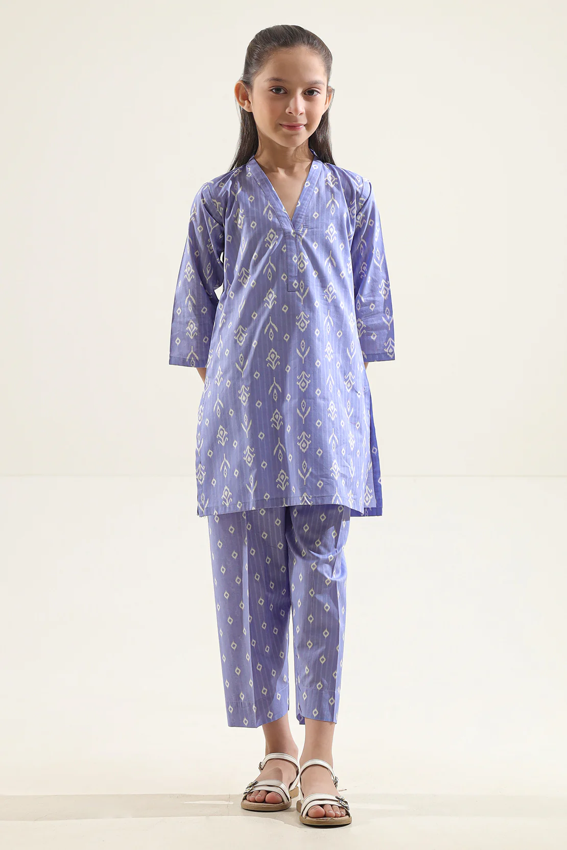Printed Strip Lawn Stitched Shirt For Kids