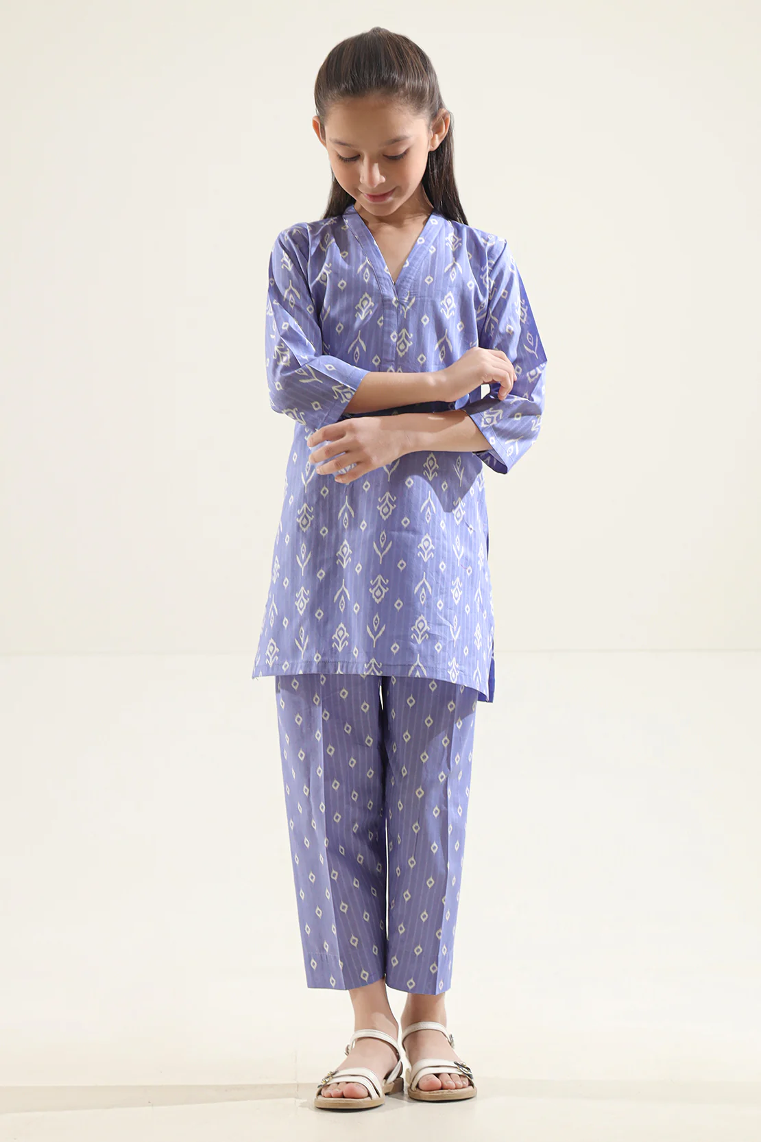 Printed Strip Lawn Stitched Shirt For Kids - Image 3