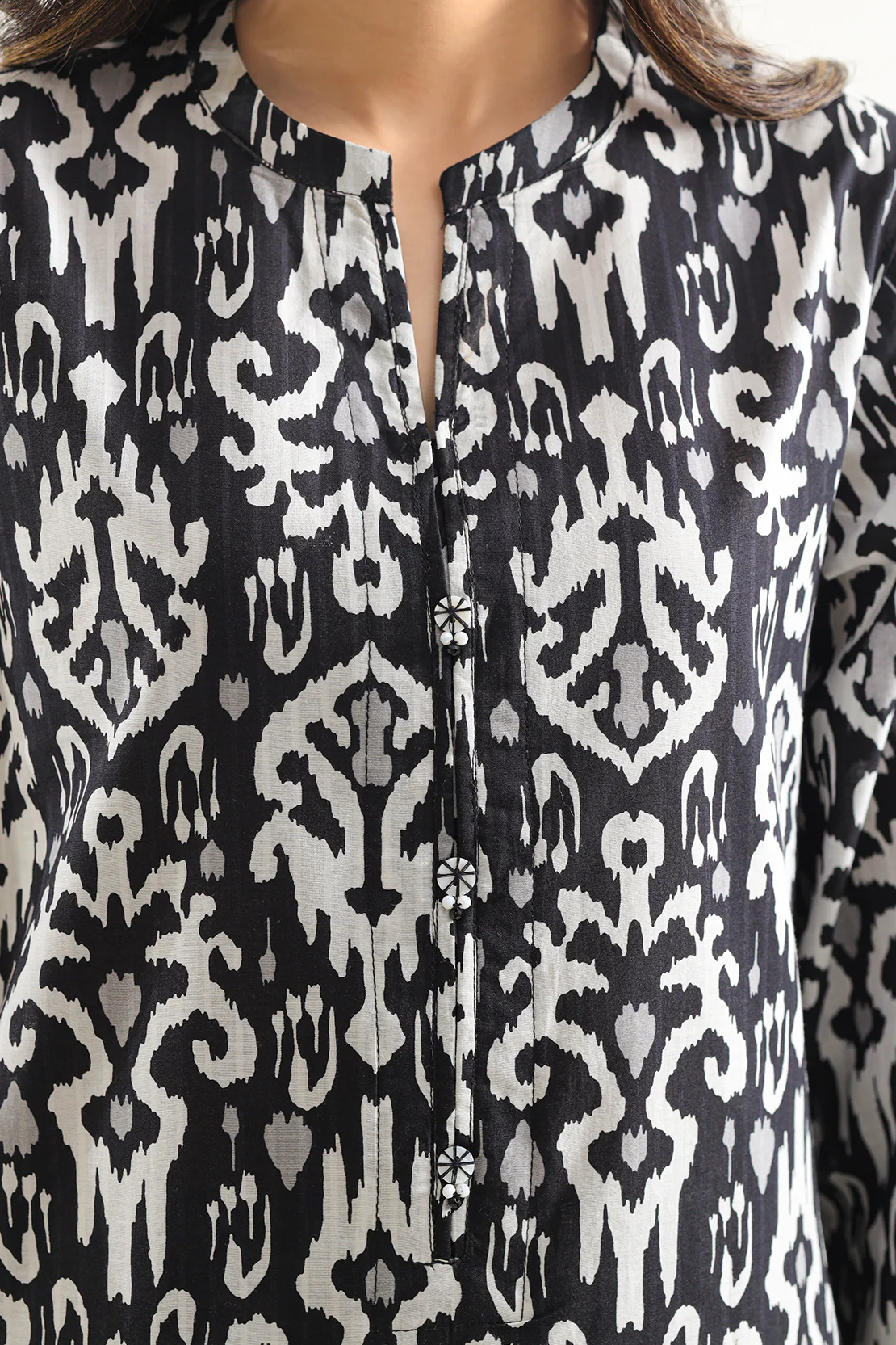 Printed Strip Lawn Stitched Shirt - Image 4