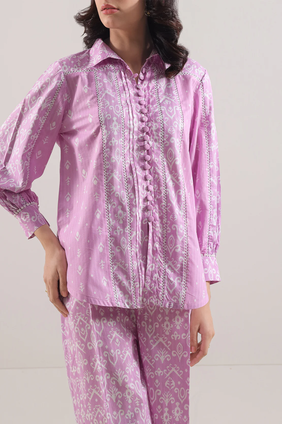 Printed Strip Lawn Stitched Shirt - Image 2