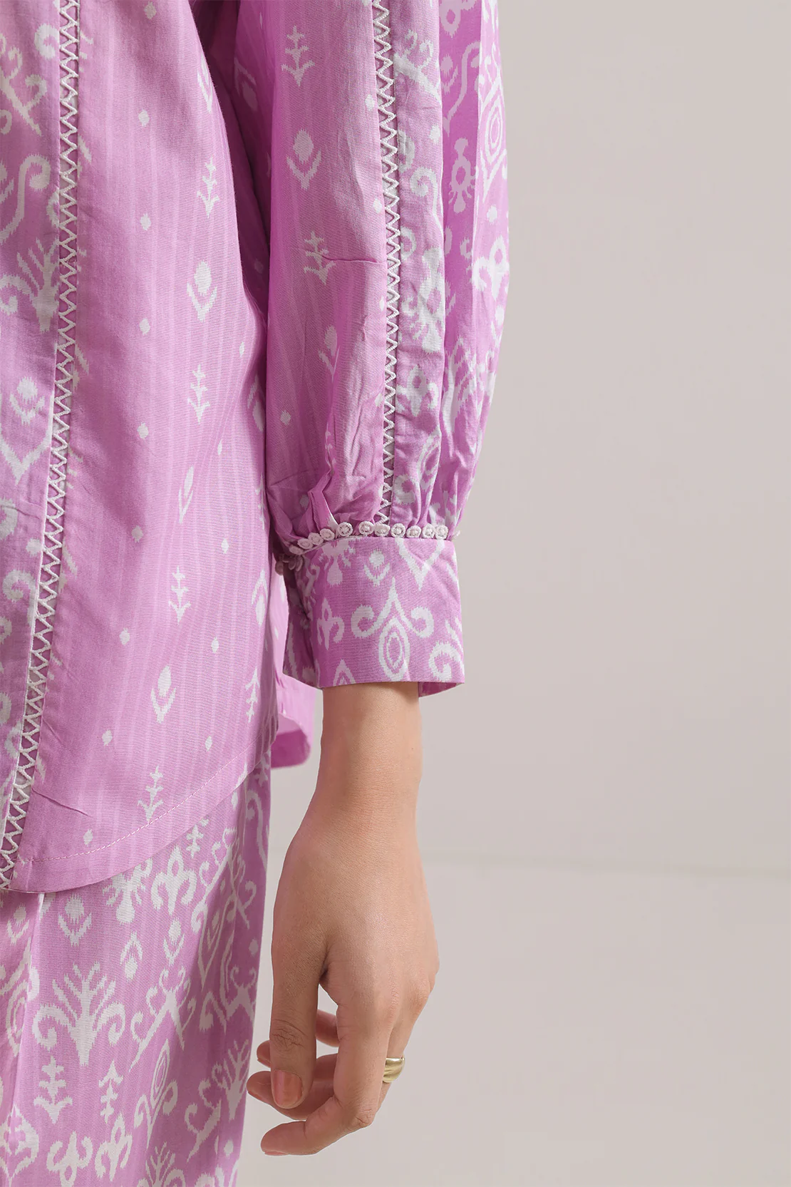 Printed Strip Lawn Stitched Shirt - Image 5