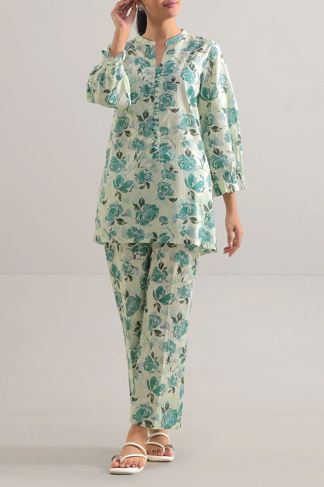 Printed Strip Lawn Stitched Shirt