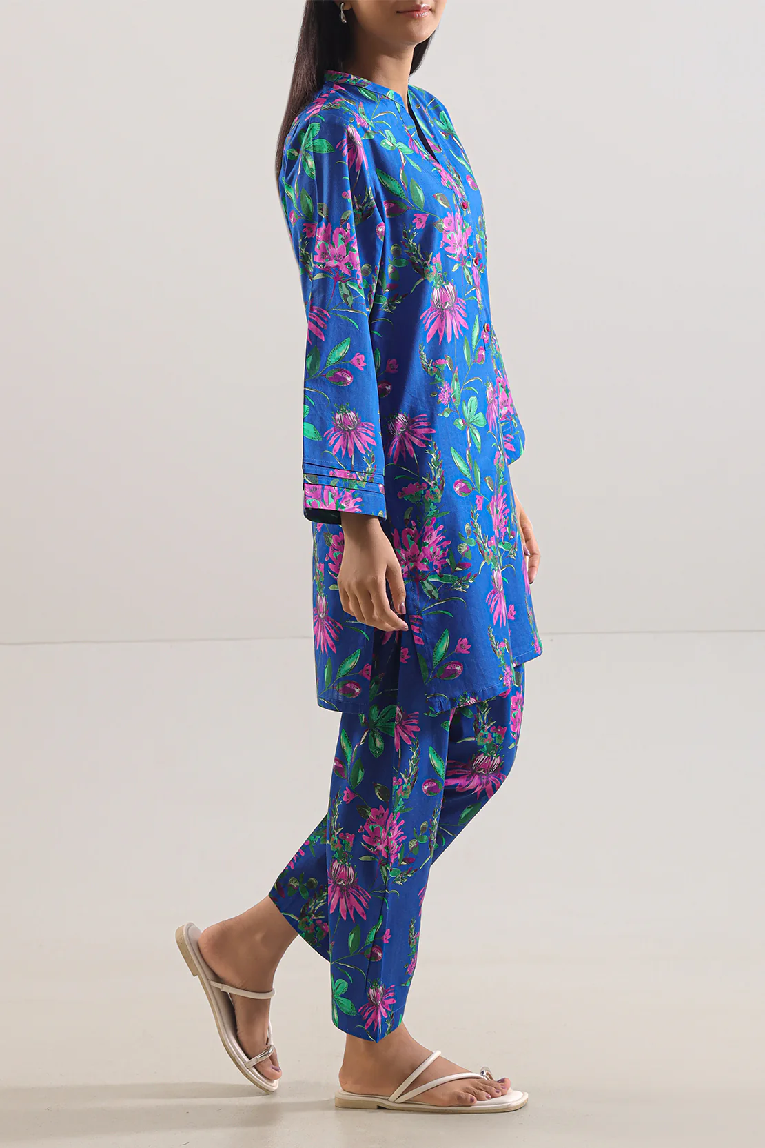 Printed Strip Lawn Stitched Shirt - Image 2