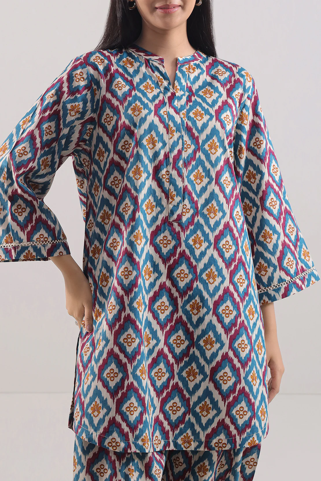 Printed Strip Lawn Stitched Shirt - Image 2