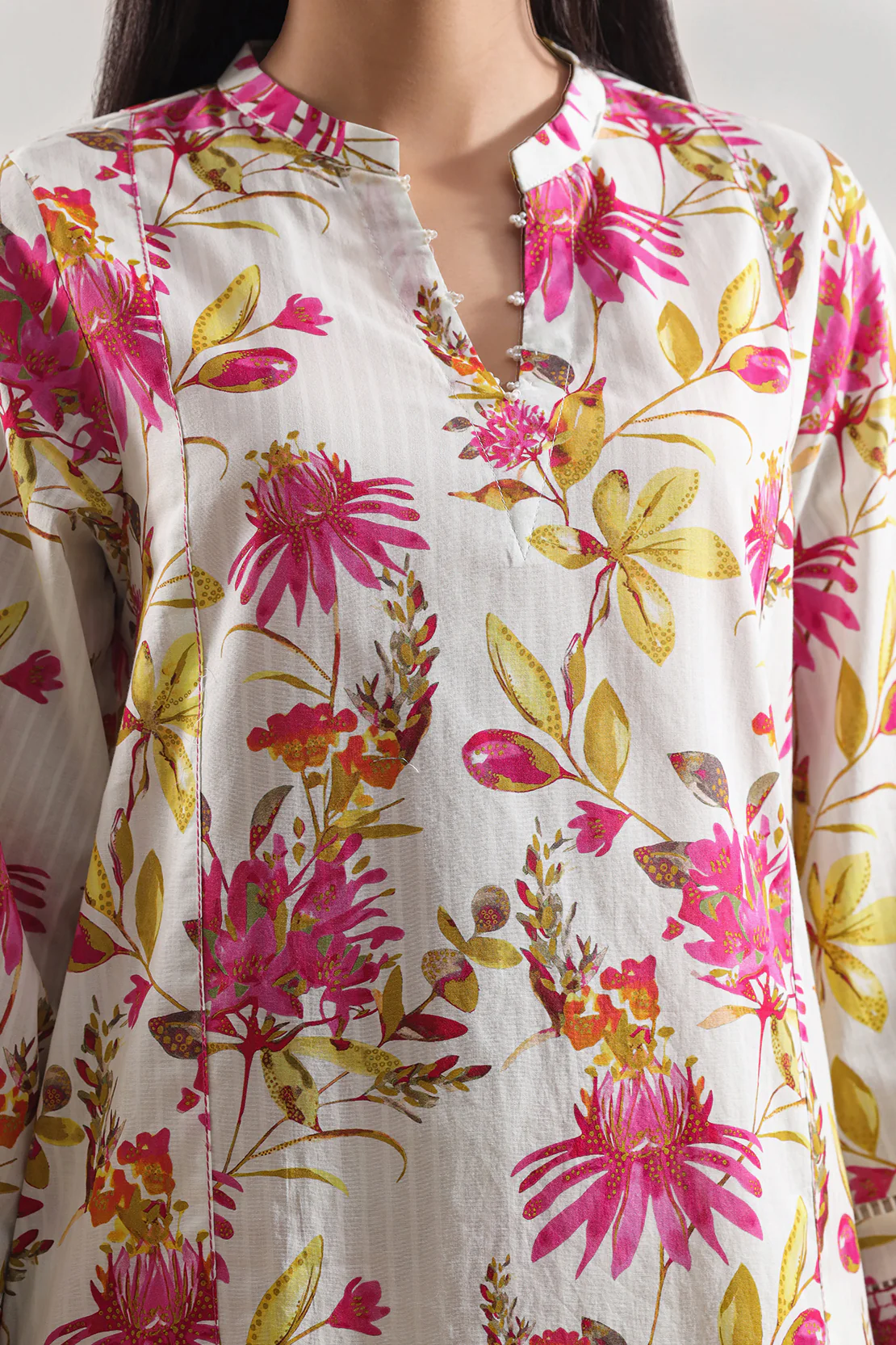 Printed Strip Lawn Stitched Shirt - Image 7