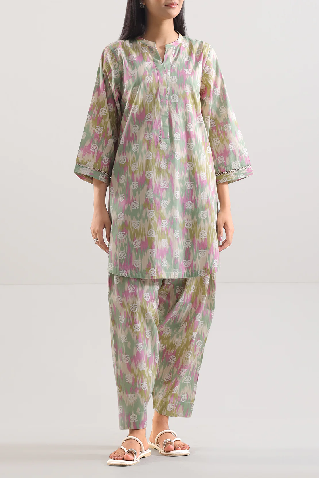 Printed Strip Lawn Stitched Shirt - Image 2