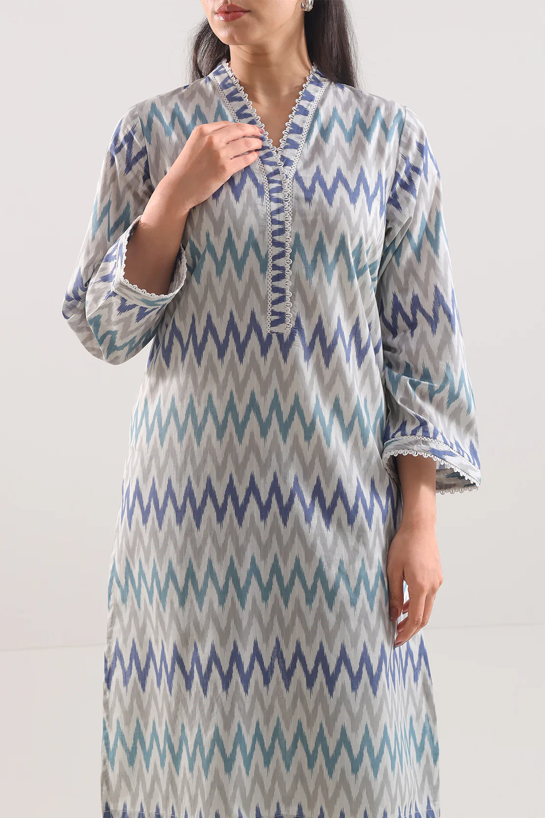Printed Strip Lawn Stitched Shirt - Image 2