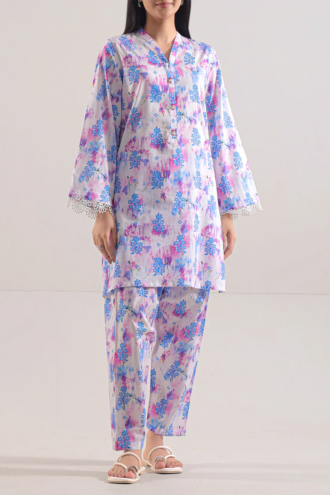 Printed Strip Lawn Stitched Shirt