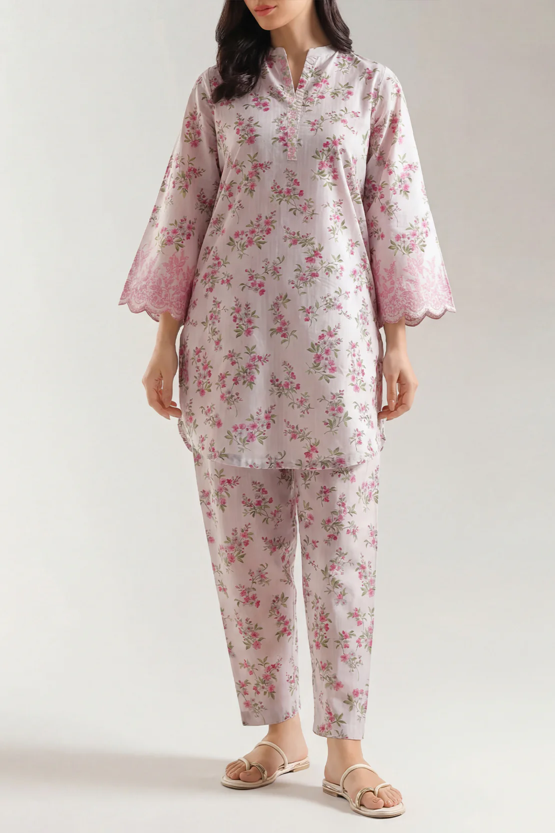 Printed Strip Lawn Stitched Shirt - Image 2