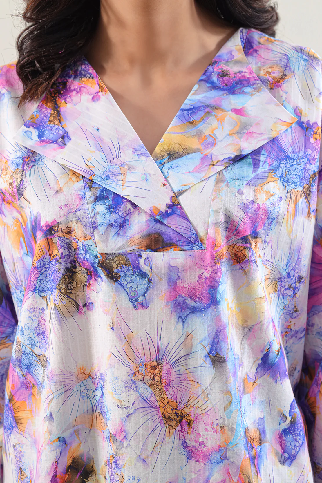 Printed Strip Lawn Stitched Shirt - Image 4