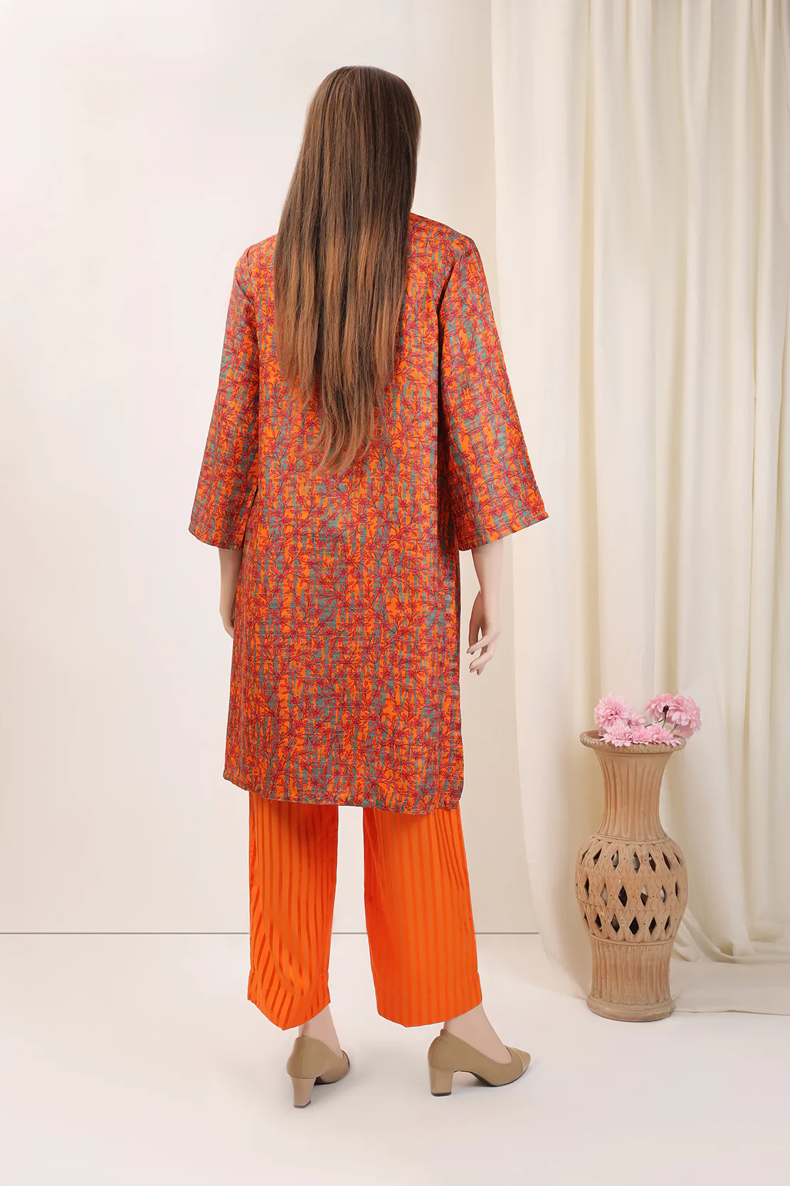 Printed Zari Silk Touch Stitched 2 Piece (Shirt/Trouser) - Image 2