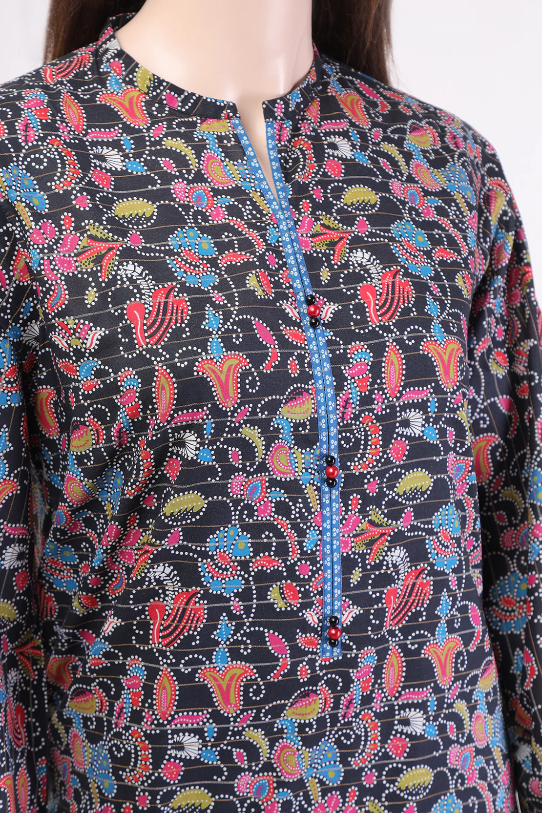 Unstitched Printed Zari Gold Zari 3 Piece - Image 4