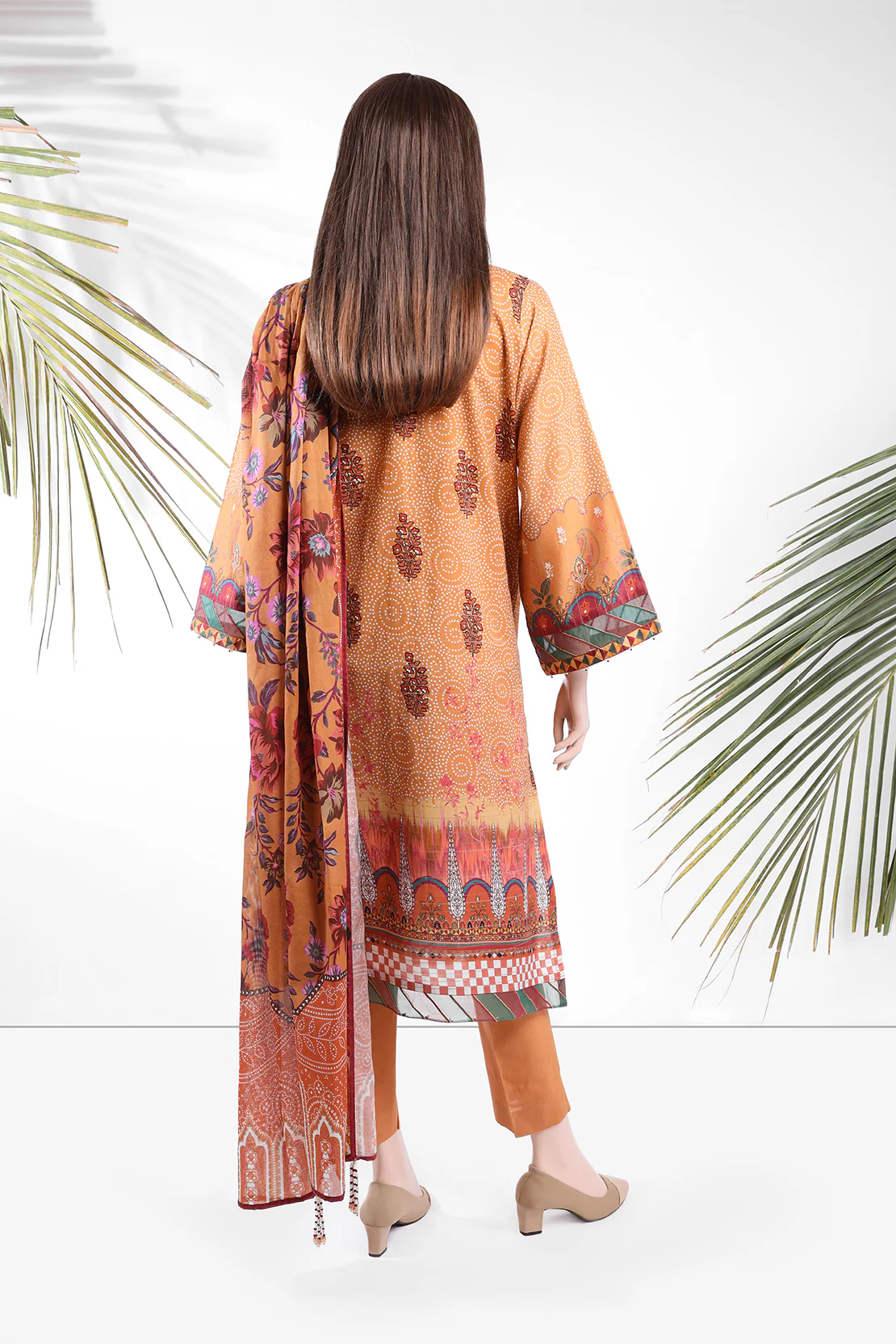 Unstitched Printed Zari Gold Zari 3 Piece - Image 3