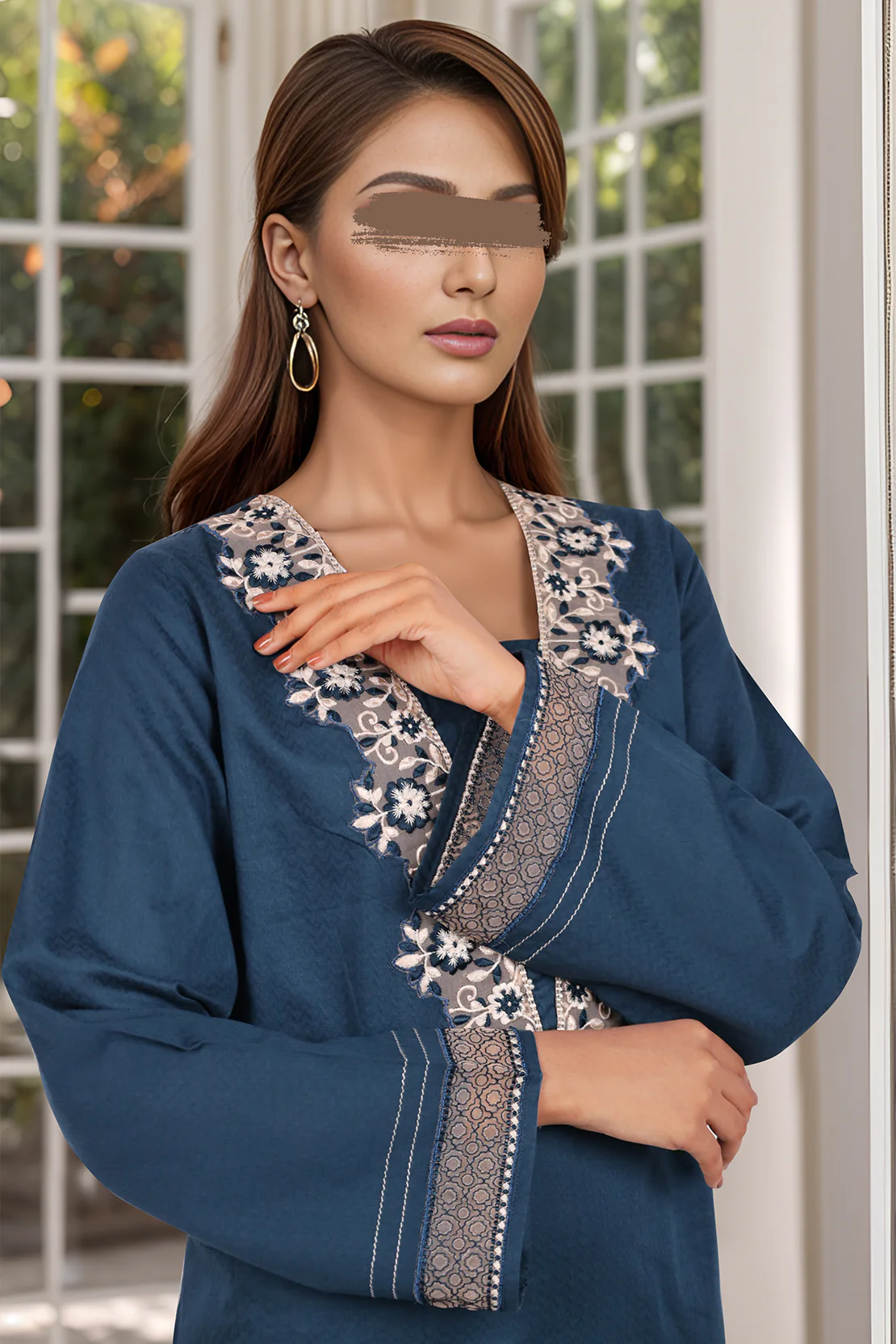 SAYA's Printed Cotton Jacquard Embroidered Stitched For Mom And Daughter - Image 5
