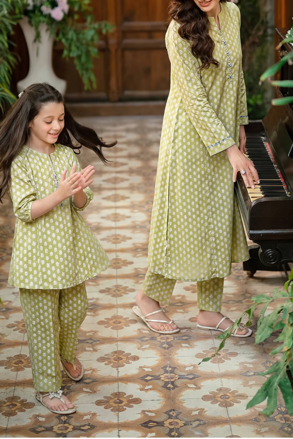 SAYA's Printed Lawn Stitched Shirt For Mom And Daughter - Image 2
