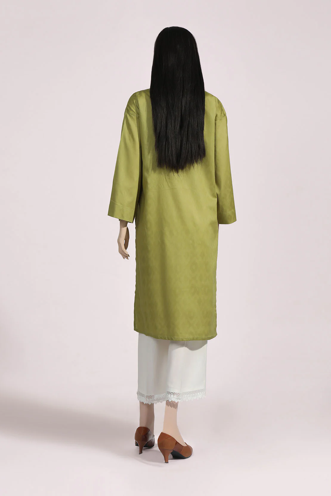 Self Jacquard Emb Stitched Shirt - Image 2