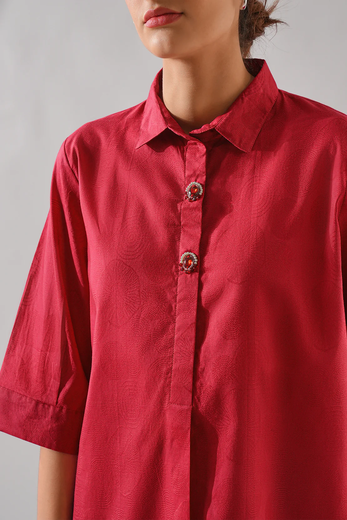 Self Jacquard Stitched Shirt - Image 5