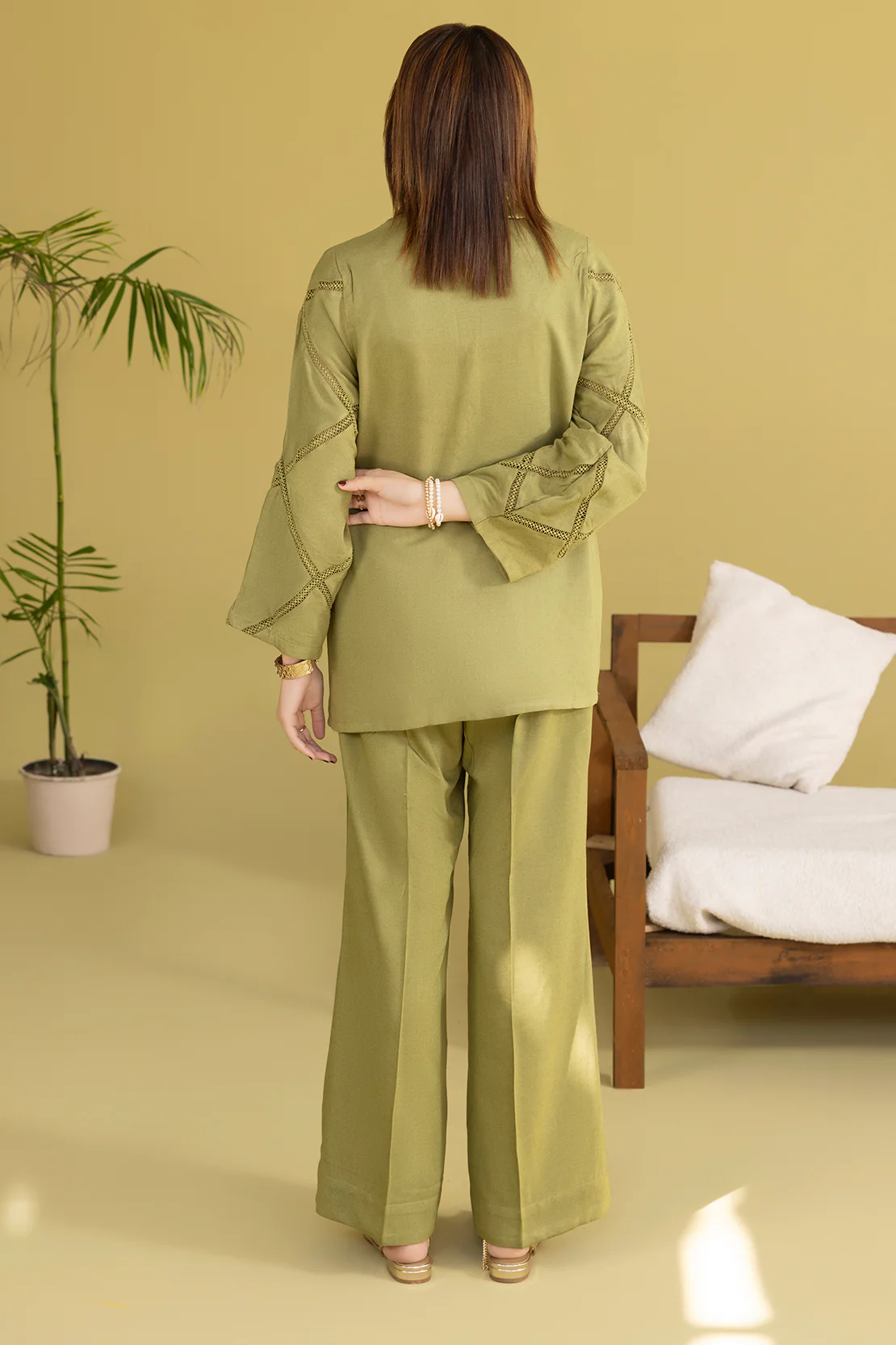 Solid Acrylic Stitched Shirt/Trouser 2 Piece - Image 3