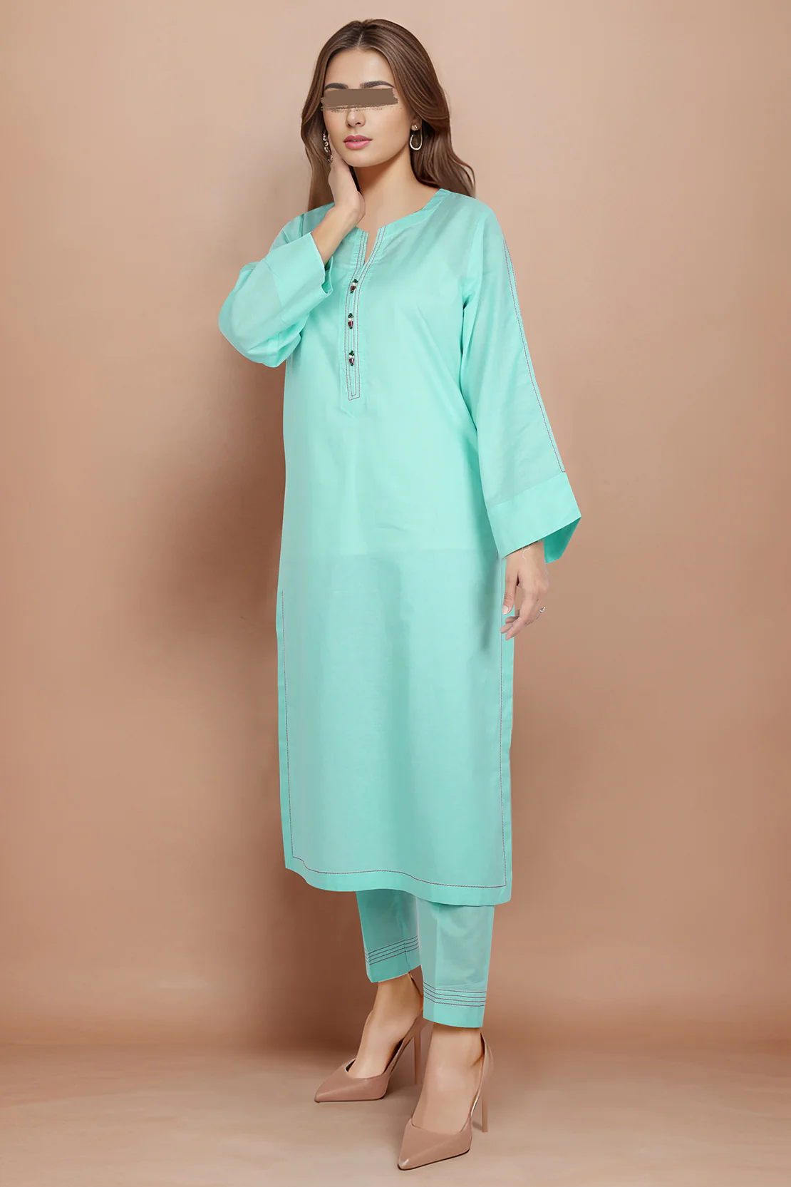 Solid Cotton Stitched 2 Piece (Shirt/Trouser) - Image 2