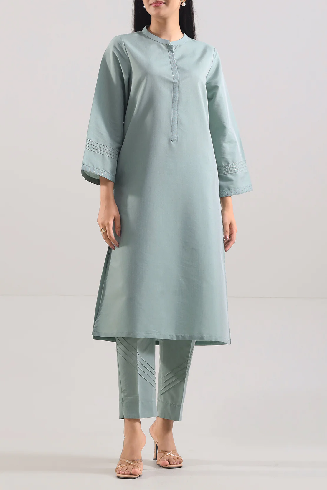 Solid Cotton Stitched 2 Piece (Shirt/Trouser)