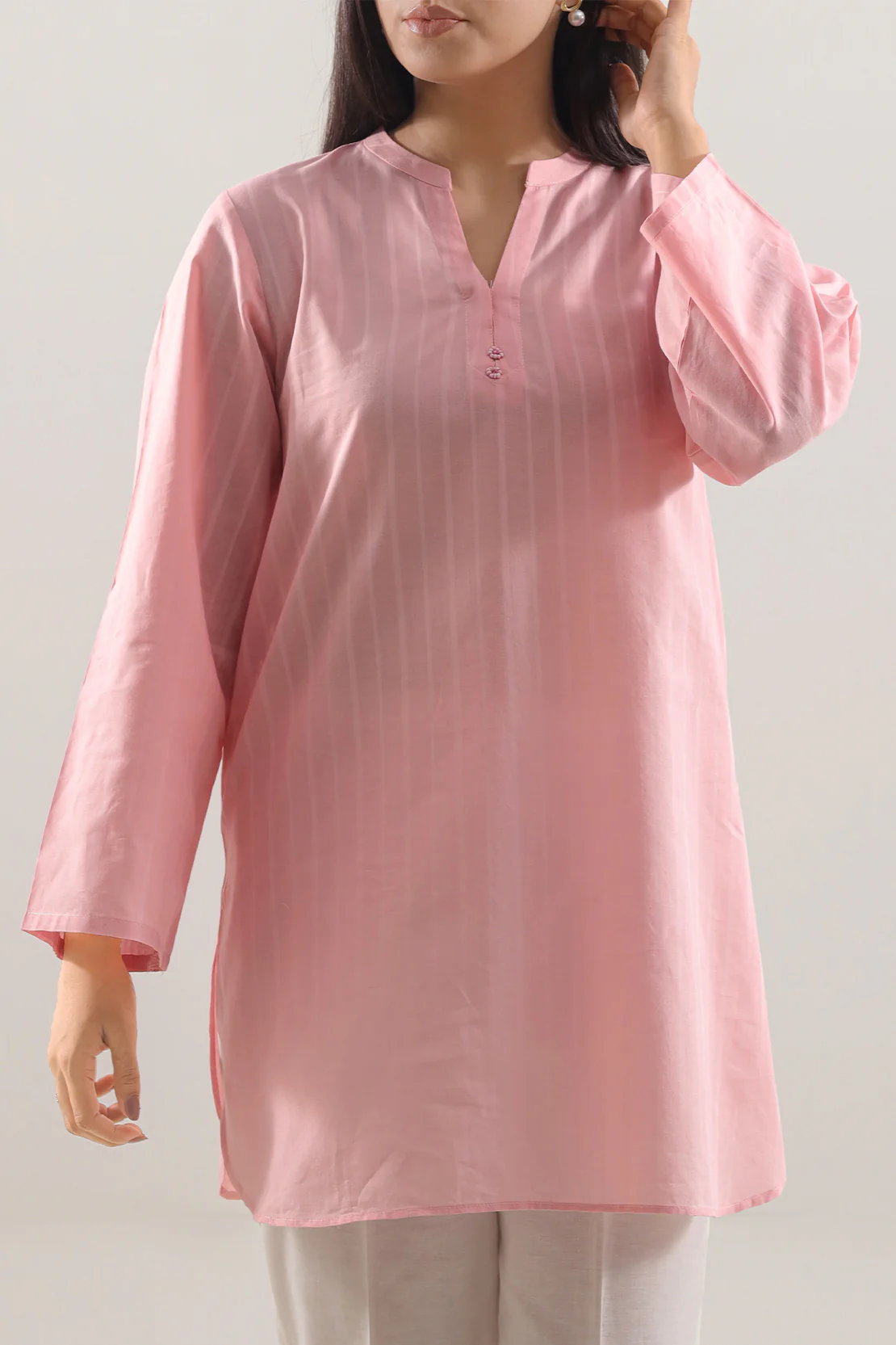 Solid Cotton Stitched Shirt - Image 2